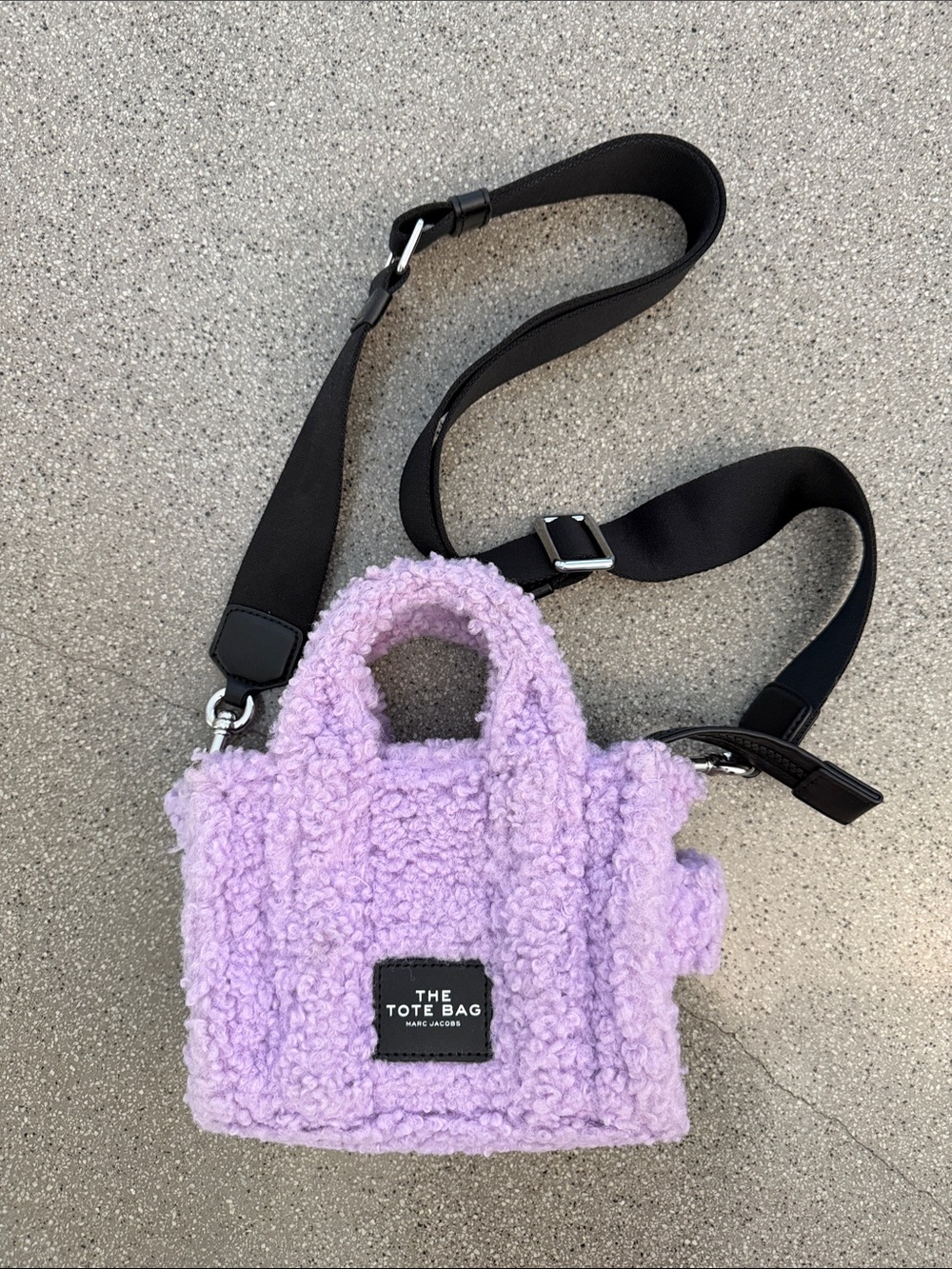Marc Jacobs Lavender Shearling Mini Tote with Black Strap